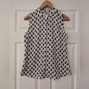 Banana Republic Black and White Sailboat Print Button Down Shirt Women's Size S